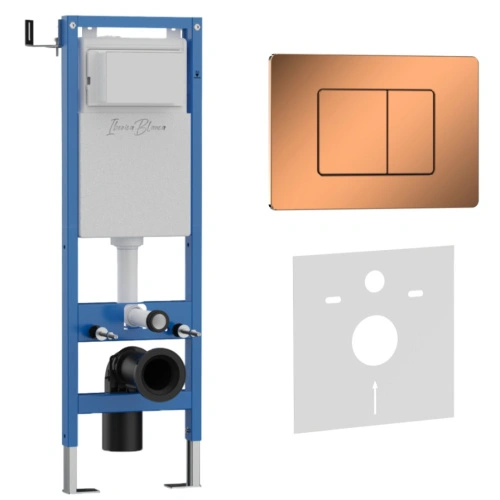 Комплект 2в1 IBERICA BLANCA инсталляция SILENCIO MINI, кнопка смыва INOX-C розовое золото глянцевое (IB.001M.1141) от магазина Vanna-Vanna.ru!