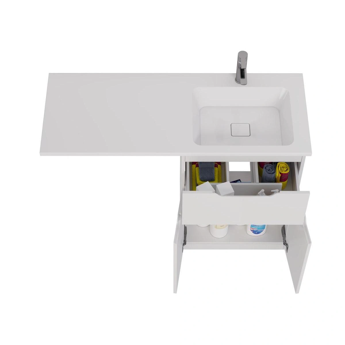 Тумба напольная Dreja Vega 60 см, с раковиной 120 чаша слева, белый от магазина Vanna-Vanna.ru!