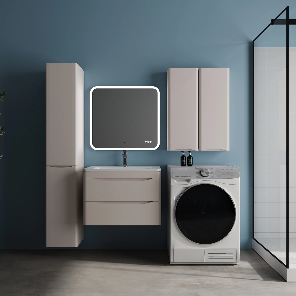 Тумба подвесная Style Line Бергамо мини 70 (2 ящ.) антискрейтч карамель с раковиной Каре Люкс МИНИ 700х350 от магазина Vanna-Vanna.ru!