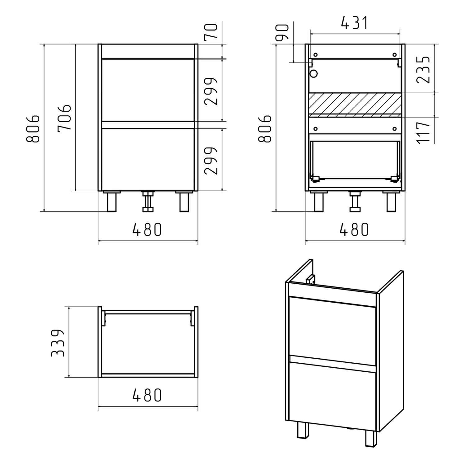 Тумба с раковиной Misty Алиса 50 белый от магазина Vanna-Vanna.ru!