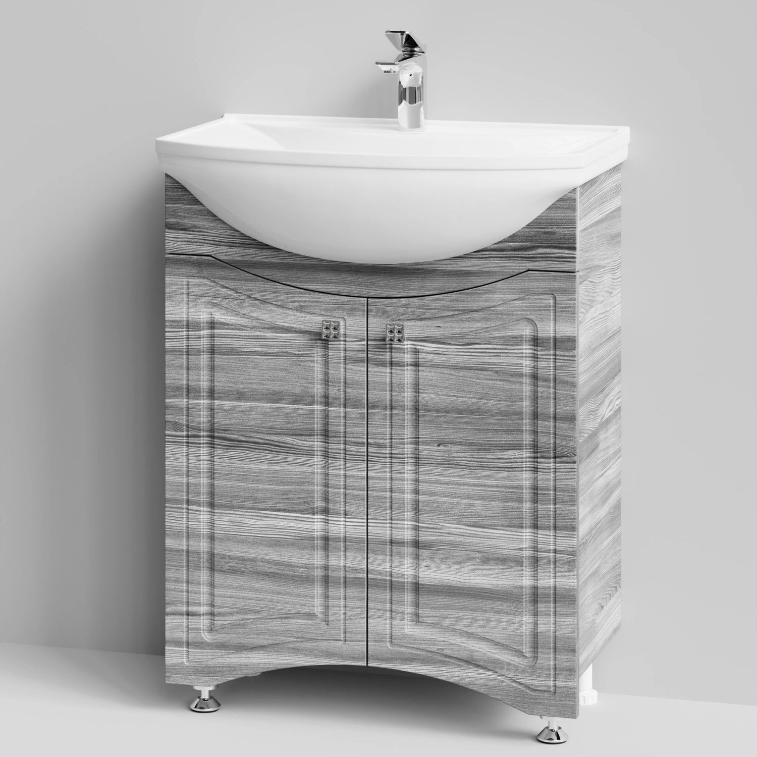Тумба с раковиной Адам 65 напольная, Лиственница структурная контрастно-серая