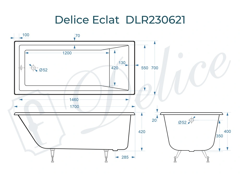 Ванна чугунная Delice Eclat 170х70 DLR230621 от магазина Vanna-Vanna.ru!