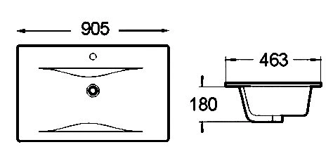 Раковина SantiLine SL-2110 90 встраиваемая сверху, белая