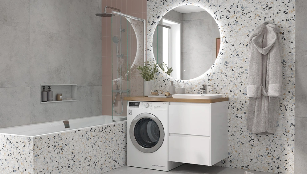 Тумба с раковиной Velvex Клауфс 560-0-2 под стиральную машину, подвесная, 2 ящика, правая, белая от магазина Vanna-Vanna.ru!