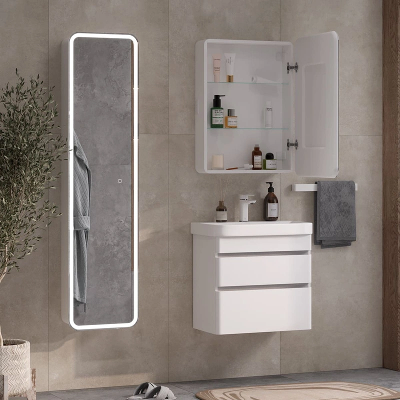 Зеркальный шкаф EQUIL Soldi LED 55 белый софт, R