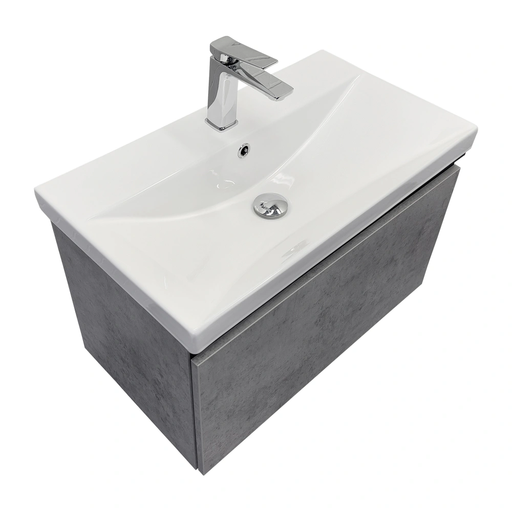 Тумба подвесная Comforty Крит-70 бетон светлый с раковиной CF19696BX-70 от магазина Vanna-Vanna.ru!