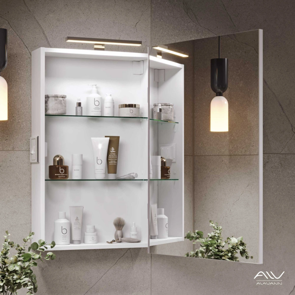 Зеркало-шкаф Alavann Cosmetic 55 с приближением, перевертыш от магазина Vanna-Vanna.ru!