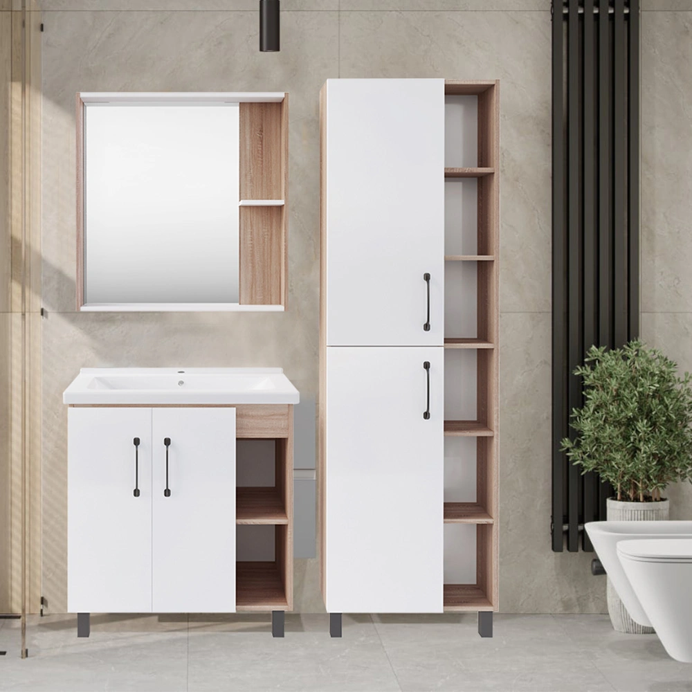 Мебель для ванной Асб-мебель Адель 80 комплект, напольный, белый/дуб сонома