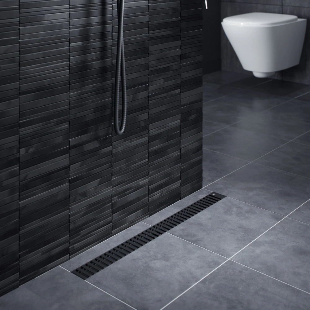 Душевой лоток TIMO Drain System 900 с вставкой "lines", Чёрный от магазина Vanna-Vanna.ru!