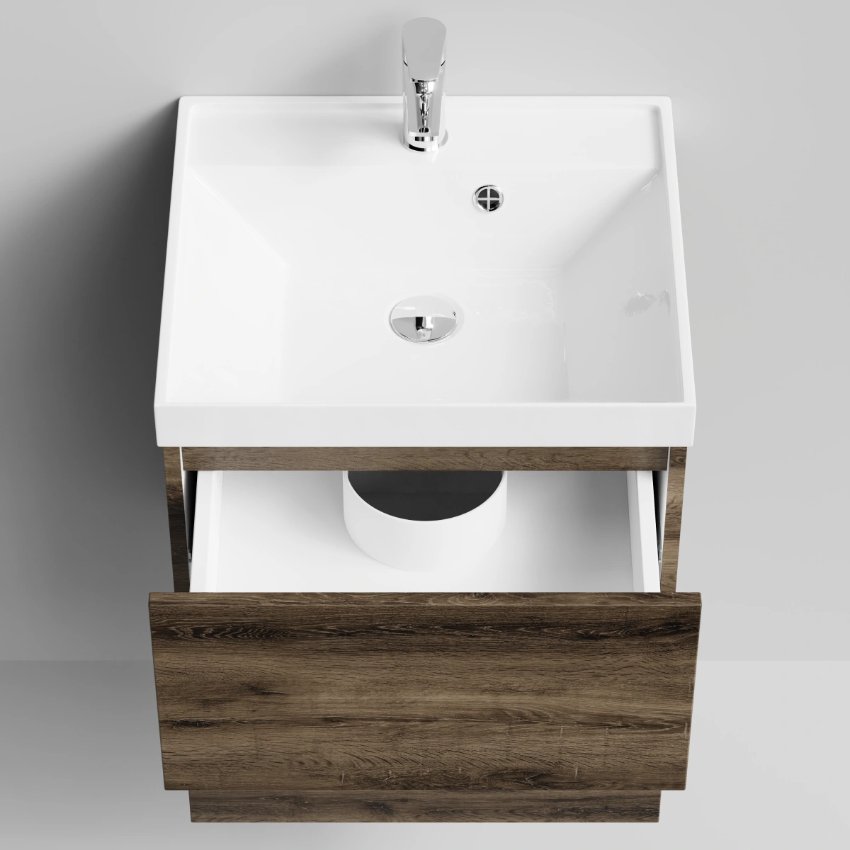 Тумба с раковиной Vod-ok Бест 50  подвесная, Дуб крымский коричневый от магазина Vanna-Vanna.ru!