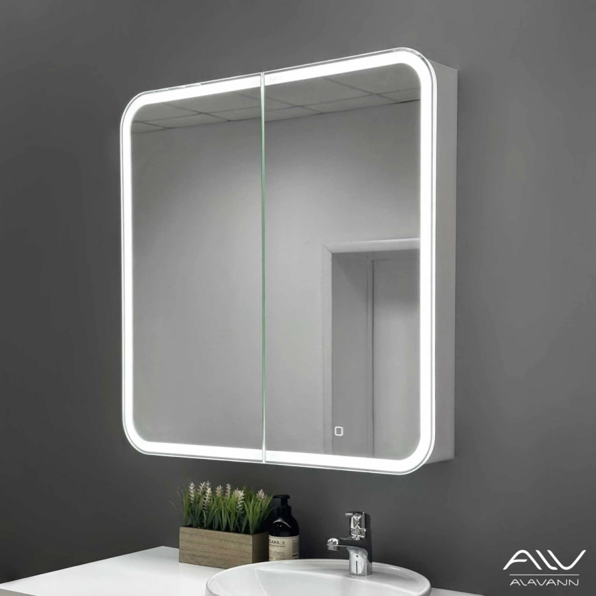 Зеркало-шкаф Alavann Cosmetic Light 80 свет, приближение, сенсор, перевертыш от магазина Vanna-Vanna.ru!