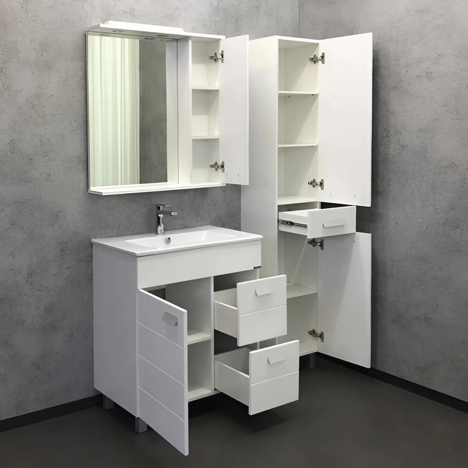 Зеркало-шкаф Comforty Модена 75М белый от магазина Vanna-Vanna.ru!