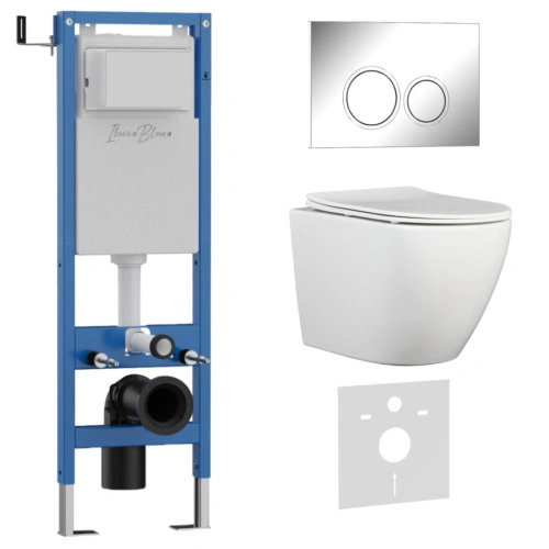 Комплект 3в1 IBERICA BLANCA инсталляция SILENCIO MINI, унитаз BILBAO ALTO белый, кнопка смыва ESTI-O хром матовый (IB.001M.BLA.234.824) от магазина Vanna-Vanna.ru!