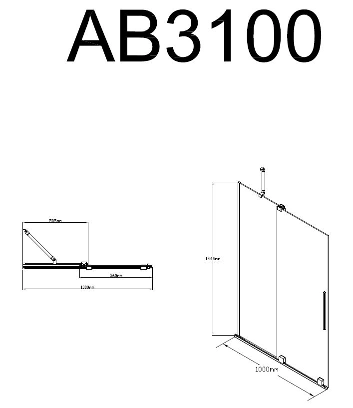 Стеклянная шторка Alex Baitler AB3100B2 100x145 см профиль черный от магазина Vanna-Vanna.ru!