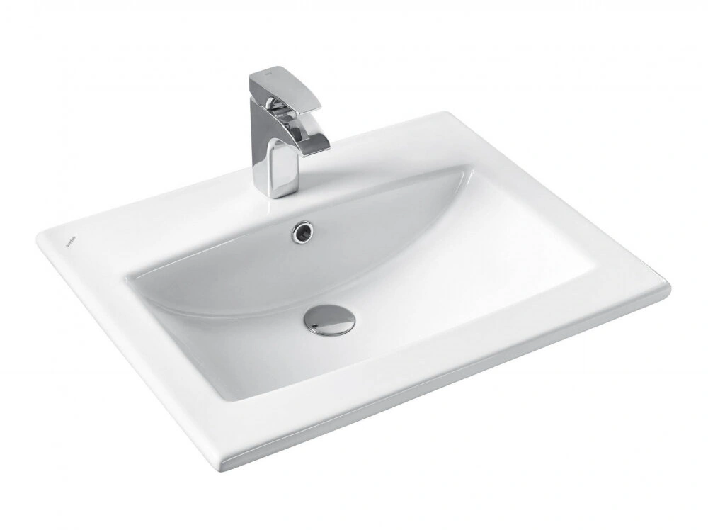 Тумба подвесная Viant Люксембург 60 с раковиной Элина 60, два ящика, черный/темное дерево