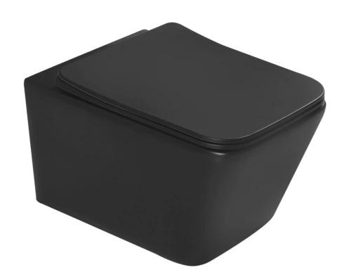 Унитаз SantiLine SL-5007T-MB подвесной, безободковый, с микролифт, черный матовый от магазина Vanna-Vanna.ru!
