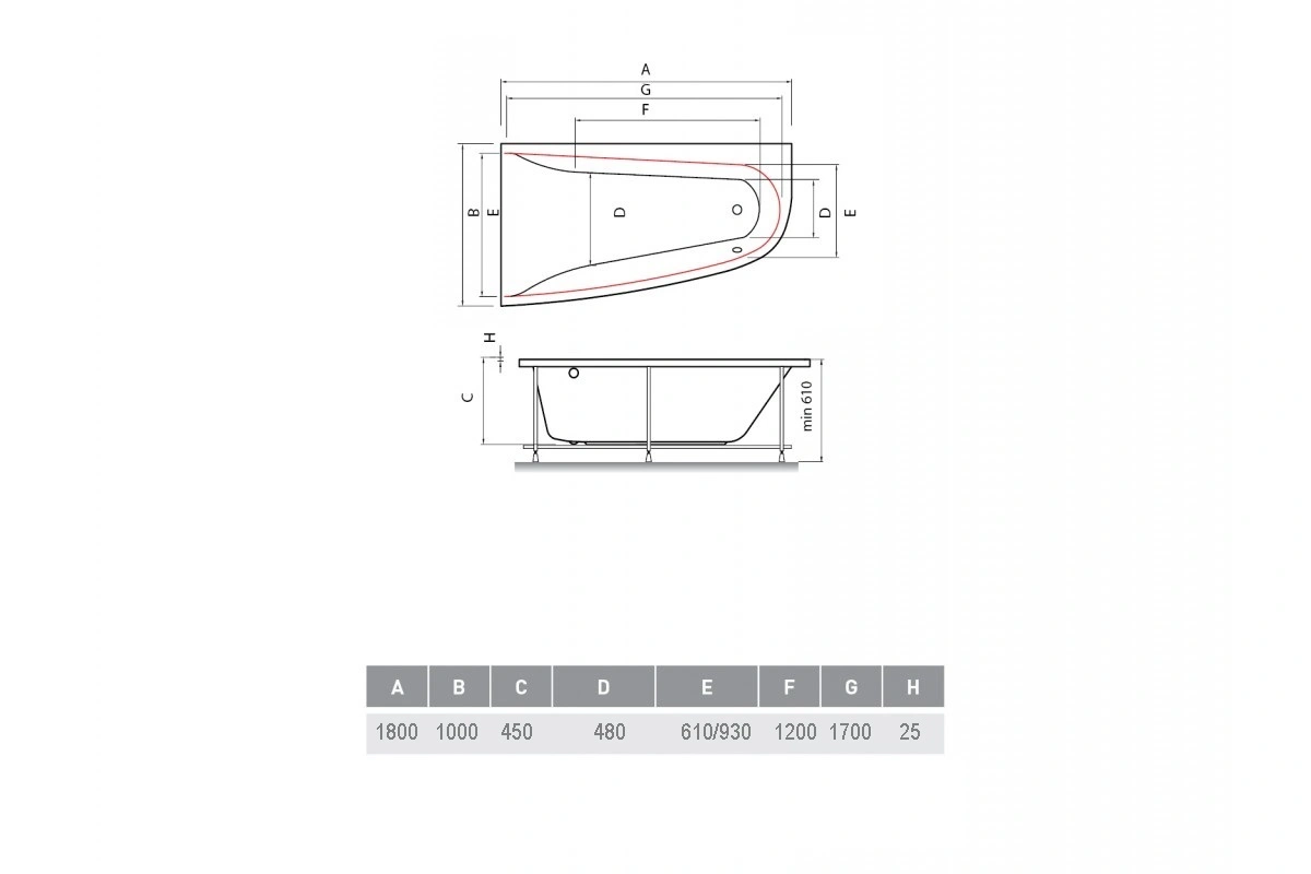 Ванна акриловая Vayer Boomerang 180x100 L левая