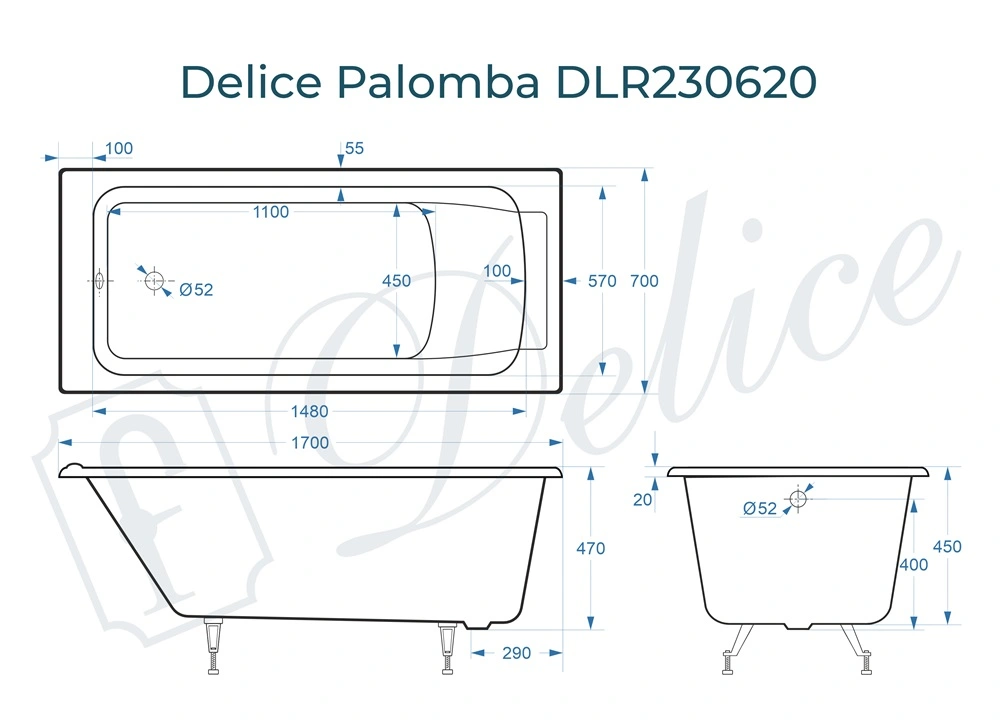Ванна чугунная Delice Palomba 170х70 DLR230620 от магазина Vanna-Vanna.ru!