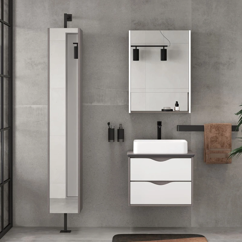 Зеркальный шкаф EQUIL Smile LED 60 R, лен антрацит