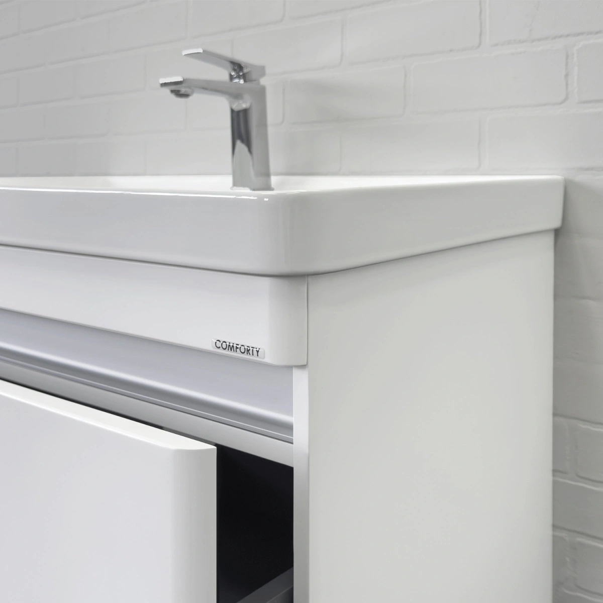 Тумба подвесная Comforty Валдай-70П2 белая матовая с раковиной 4470 от магазина Vanna-Vanna.ru!