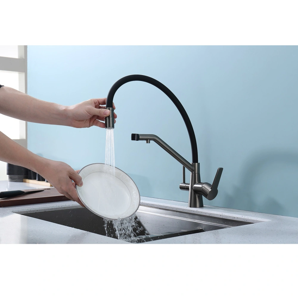 Смеситель для кухни с подключением фильтра Raglo R80.62.09, графит от магазина Vanna-Vanna.ru!