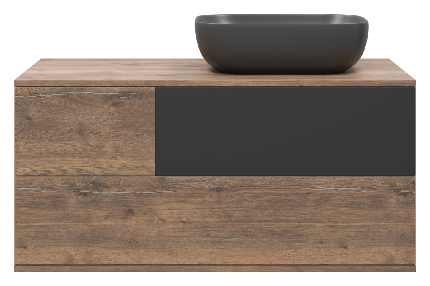 Тумба с раковиной Misty Коломбо 100 подвесная R, дуб галифакс/антрацит от магазина Vanna-Vanna.ru!