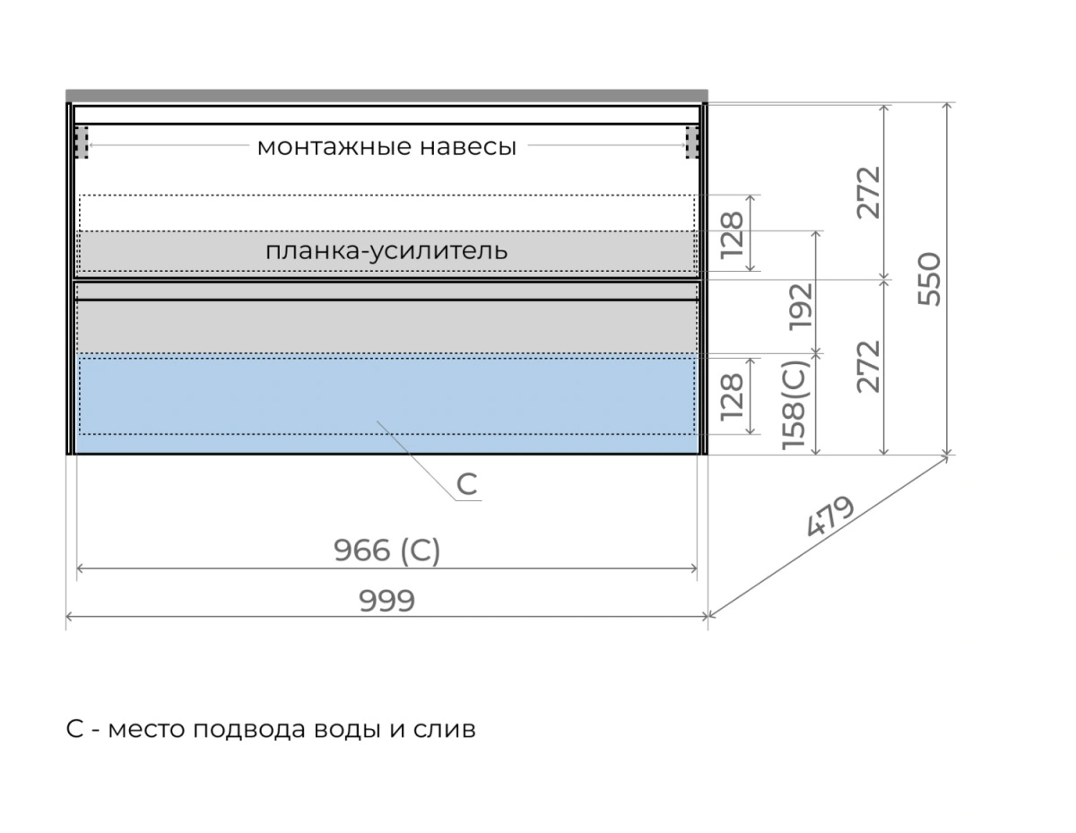 Тумба подвесная Style Line Лима 100 эмаль, с раковиной LINE 100 антрацит, графит от магазина Vanna-Vanna.ru!