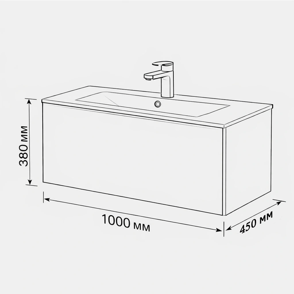 Тумба с раковиной подвесная (100 см) Terminus Vega VEG101001701601OSL, графит от магазина Vanna-Vanna.ru!