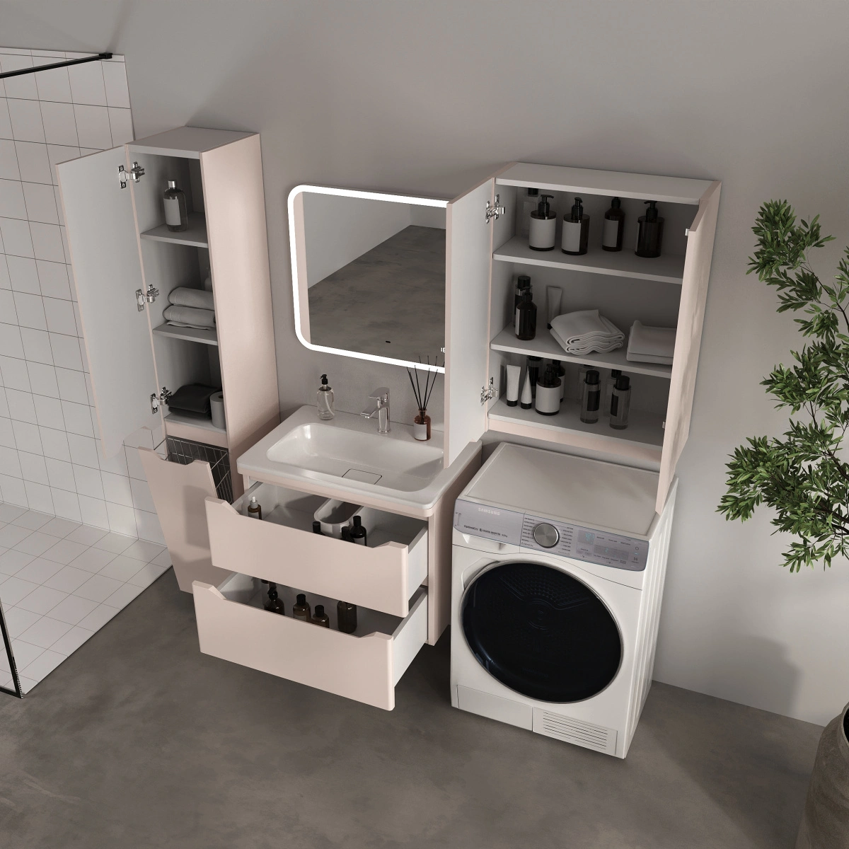 Тумба подвесная Style Line Марелла 70 (2 ящ.) антискрейтч карамель с раковиной Марелла Люкс 700х400 от магазина Vanna-Vanna.ru!