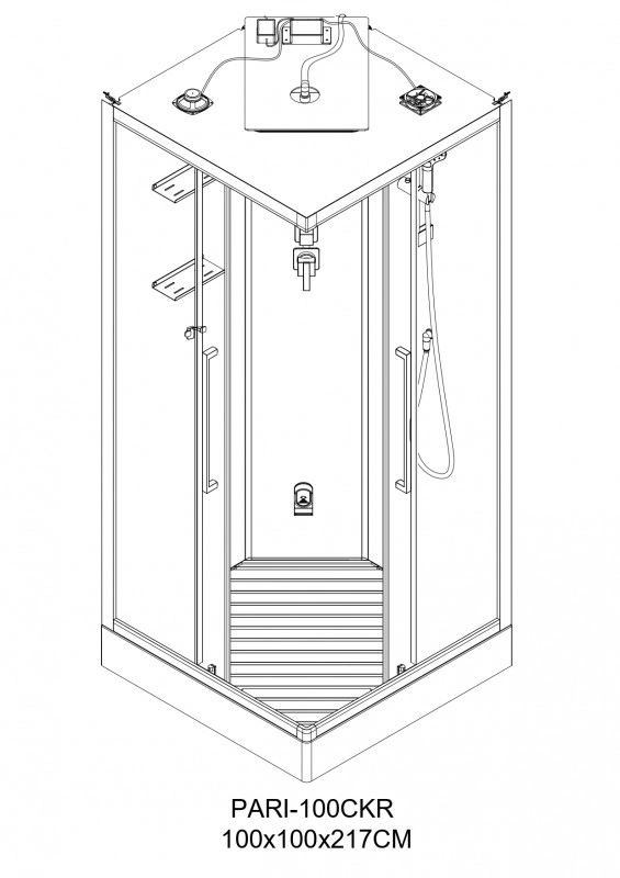 Душевая кабина с паром ESBANO ESBANO ESO-PARI-100CKR 100х100х217 от магазина Vanna-Vanna.ru!
