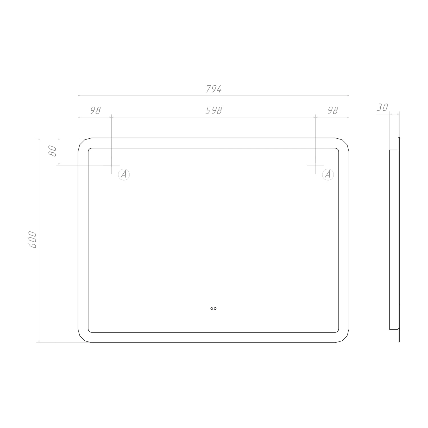 Зеркало Vigo Wing Classic 80 свет, сенсор