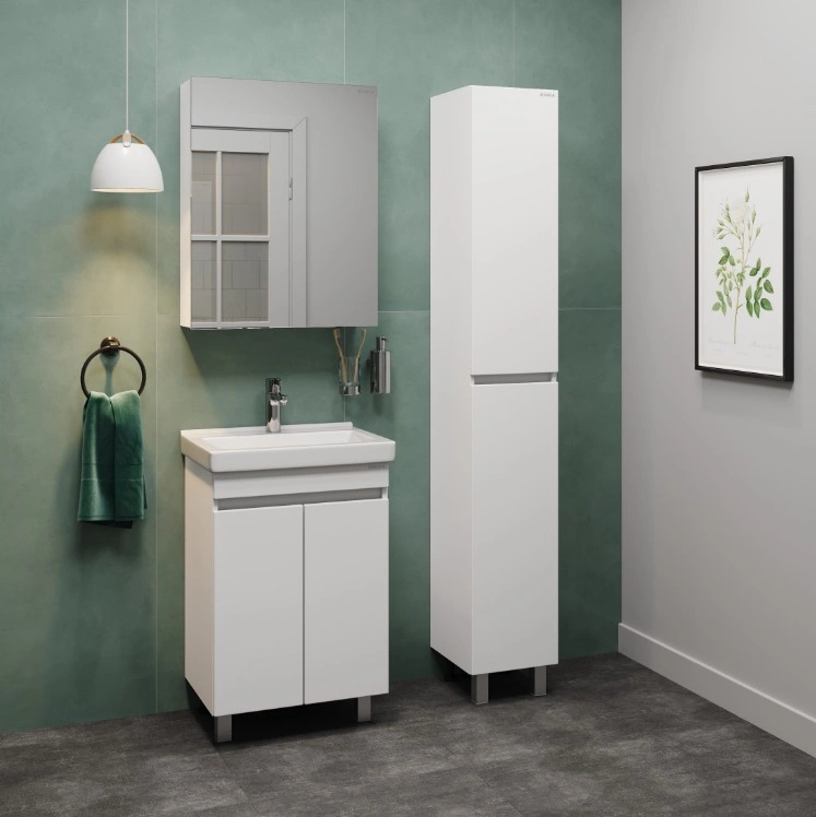 Тумба с раковиной Onika Милтон Квадро 55 напольная, белый, (разборная) от магазина Vanna-Vanna.ru!