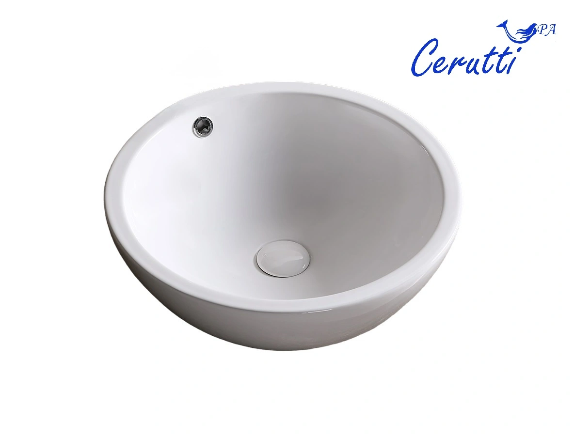 Раковина Ceruttispa CR1001 накладная, белая, круглая, с переливом 450х450х170 от магазина Vanna-Vanna.ru!