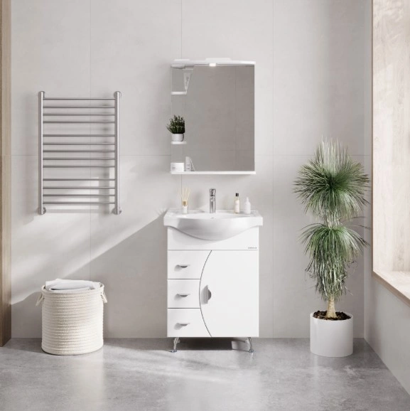 Зеркало-шкаф Onika Луна 55.01 R свет, белый от магазина Vanna-Vanna.ru!