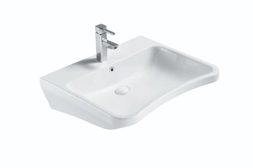 Раковина подвесная SantiLine SL-3011, прямоугольная, фаянс, глянцевая белая