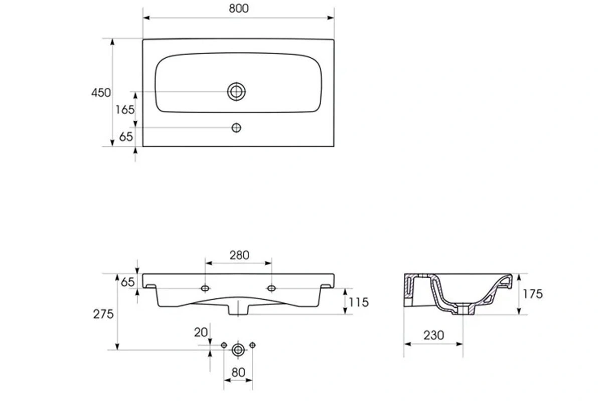 Тумба напольная Viant Берлин 80 с раковиной Moduo 80, 2 ящика, цемент от магазина Vanna-Vanna.ru!
