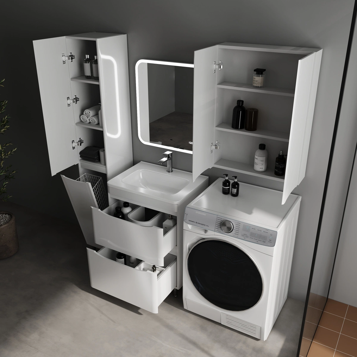 Шкаф навесной Style Line Бергамо мини 600 антискрейтч белый глянец от магазина Vanna-Vanna.ru!