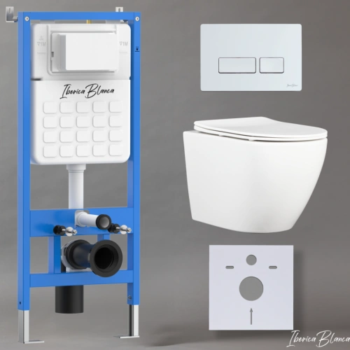 Комплект 3в1 IBERICA BLANCA инсталляция SILENCIO, унитаз BILBAO ALTO белый, кнопка смыва ESTI-R белый глянцевый (IB001.BLA.234.211) от магазина Vanna-Vanna.ru!