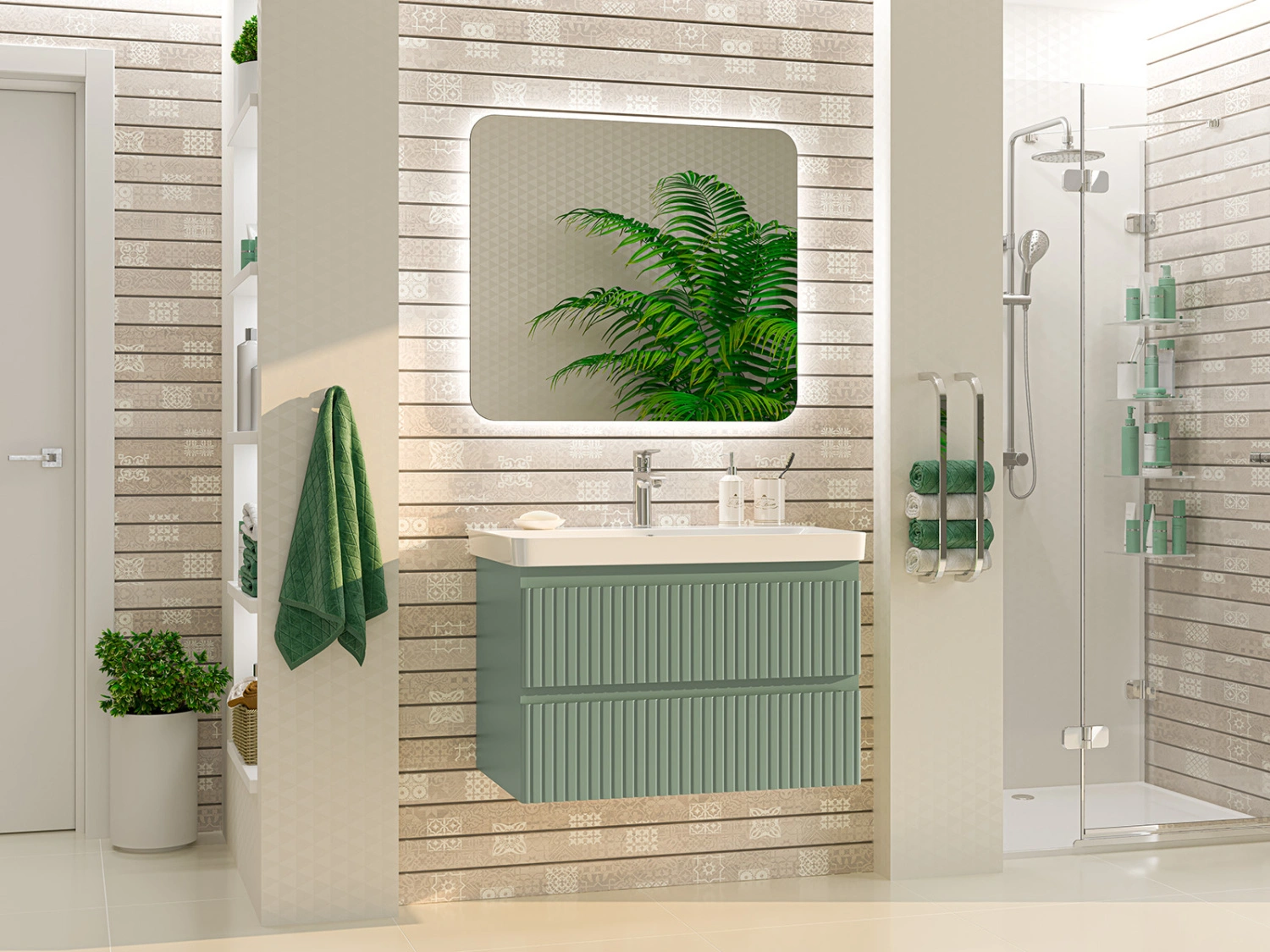 Тумба с раковиной Brevita Victory 80 подвесная, зеленый от магазина Vanna-Vanna.ru!