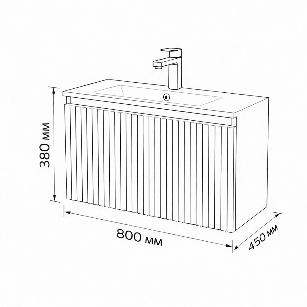 Тумба с раковиной подвесная (80 см) Terminus Sicilia SIC10801701601O, графит от магазина Vanna-Vanna.ru!