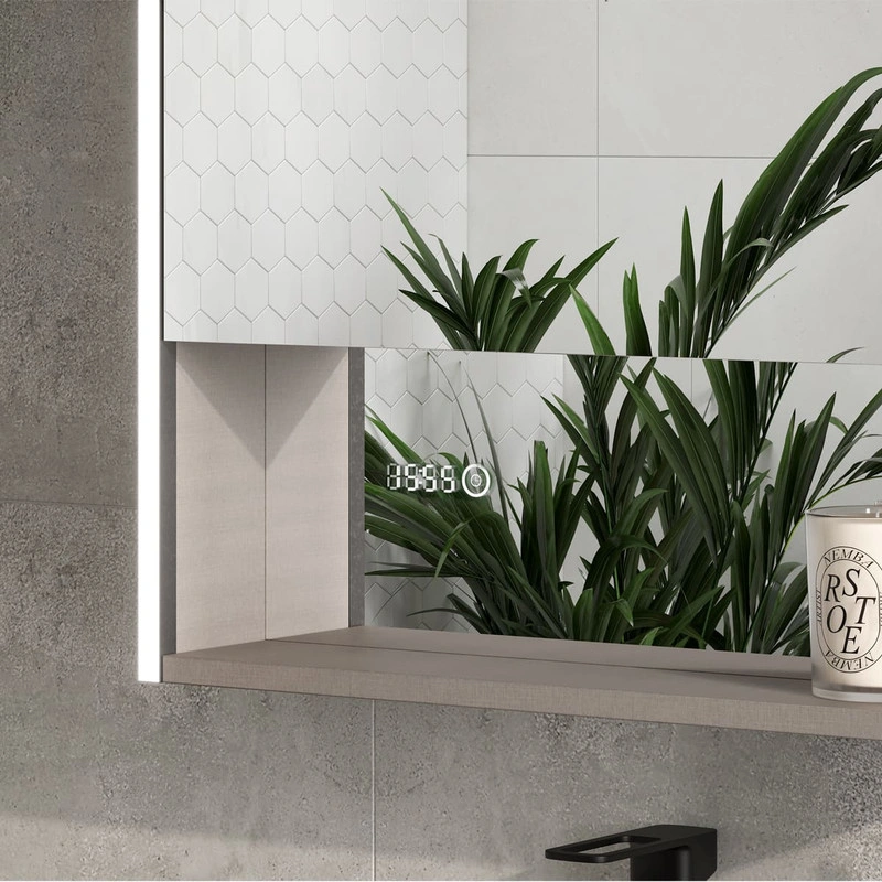 Зеркальный шкаф EQUIL Ferro LED 60 с часами, лен антрацит, R от магазина Vanna-Vanna.ru!