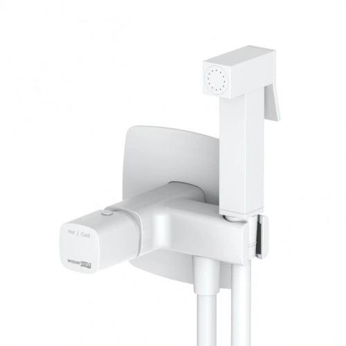 Смеситель с гигиеническим душем WasserKraft Saale 9538 белый Soft-touch от магазина Vanna-Vanna.ru!