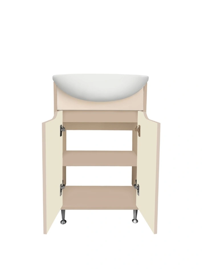 Тумба напольная Runo Эконова 60 с раковиной Уют 60, 2 двери, какао-бежевый от магазина Vanna-Vanna.ru!