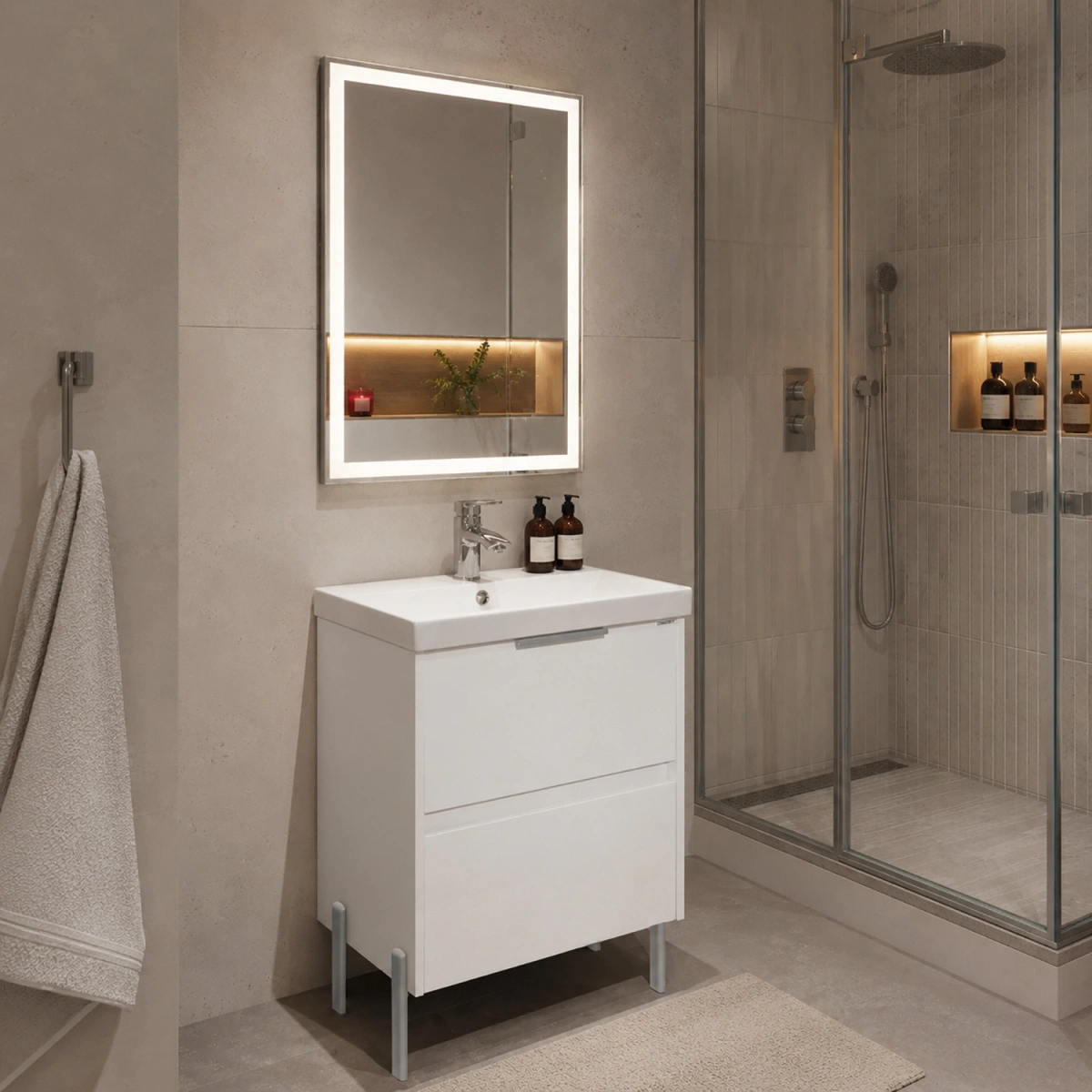 Комплект нерегулируемых мебельных ножек Comforty, 2 штуки, h=200мм, цвет хром матовый от магазина Vanna-Vanna.ru!