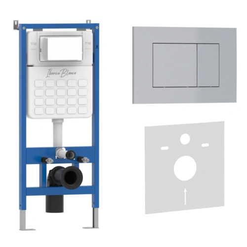 Комплект 2в1 IBERICA BLANCA инсталляция SILENCIO, кнопка смыва ESTI-S хром матовый (IB001.853) от магазина Vanna-Vanna.ru!