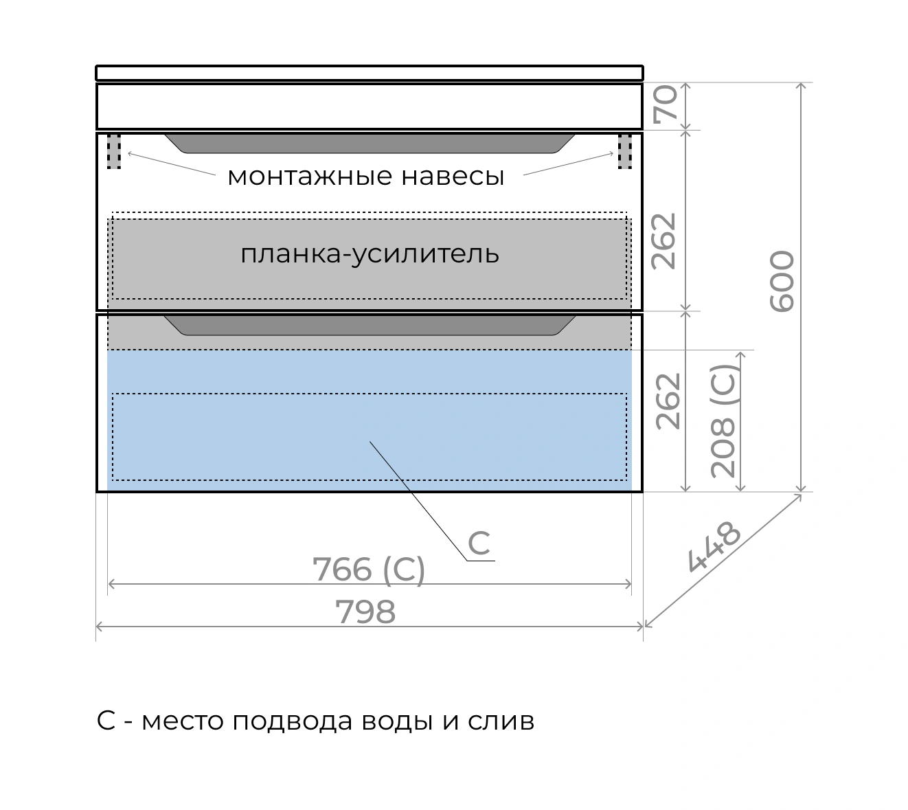 Тумба подвесная Style Line Остин 80 с раковиной Фортуна 80 кварц антрацит, графит от магазина Vanna-Vanna.ru!