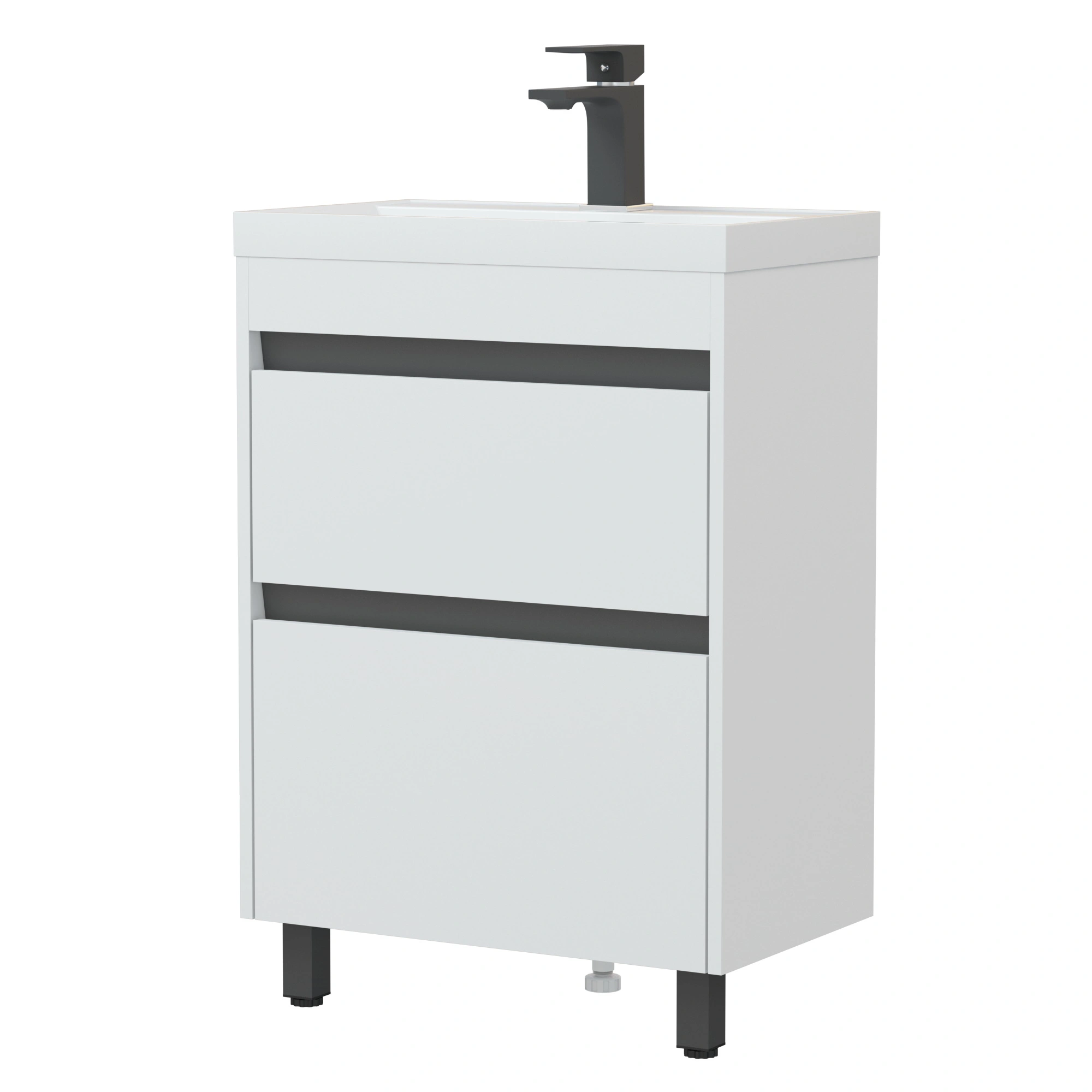 Тумба напольная Corozo Некст 60 Z2, белый матовый, с раковиной Classica Slim 60 от магазина Vanna-Vanna.ru!