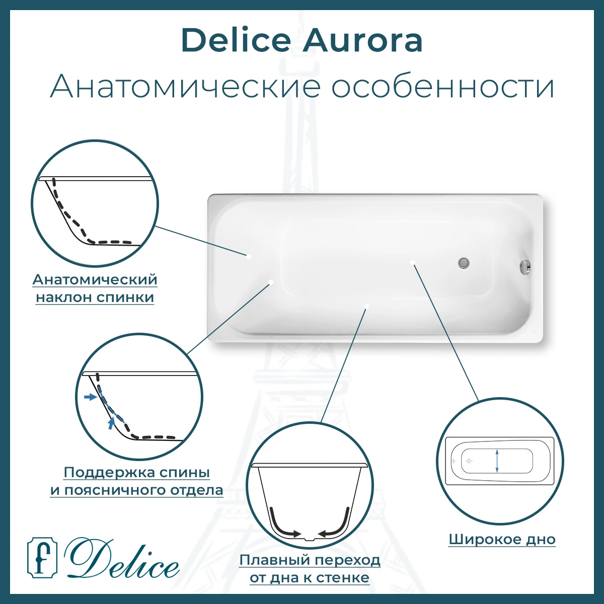 Ванна чугунная Delice Aurora 150х70 DLR230603 от магазина Vanna-Vanna.ru!