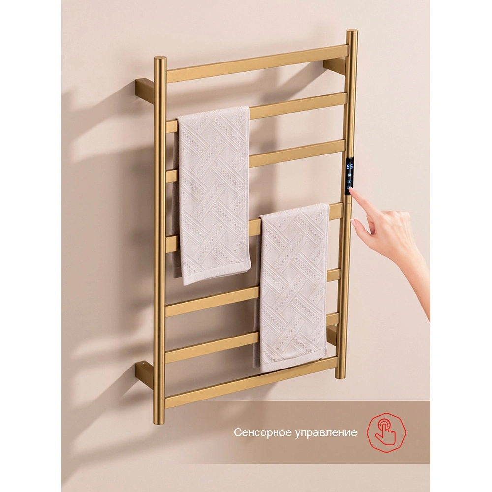 Полотенцесушитель электрический RAGLO R350.06.03 сенсорный с терморегулятором, сатин золотой от магазина Vanna-Vanna.ru!