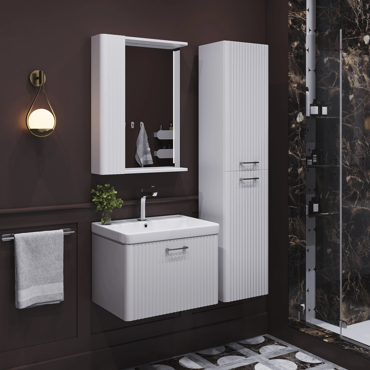 Зеркало-шкаф Comforty Ангара-60 белый матовый со светодиодной подсветкой от магазина Vanna-Vanna.ru!